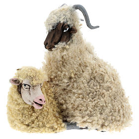 Caprone con pecorella per presepe napoletano stile '700 di 35 cm