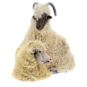 Caprone con pecorella per presepe napoletano stile '700 di 35 cm