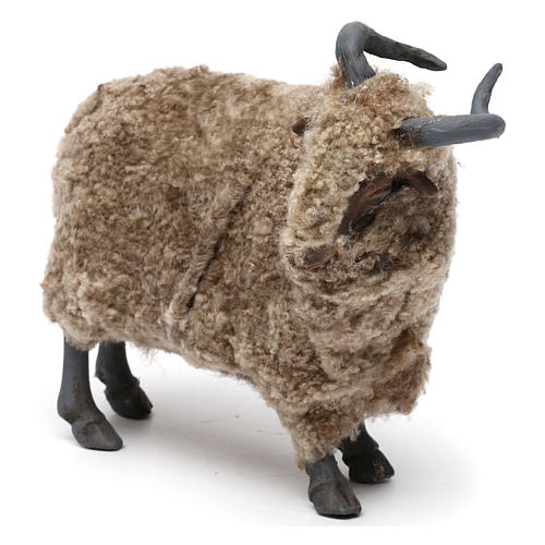 Caprone con lana per presepe napoletano stile '700 di 35 cm 2