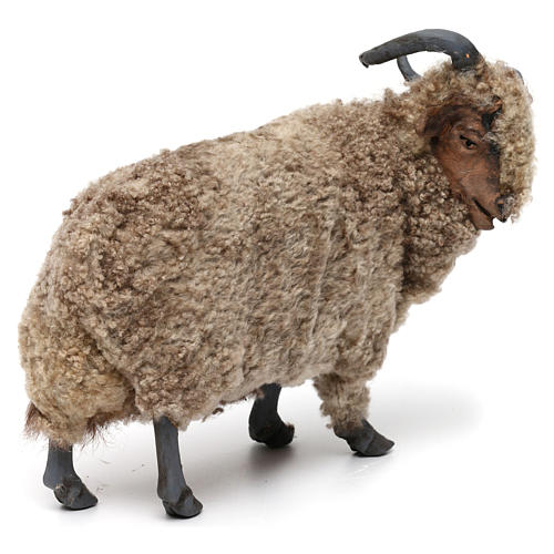 Caprone con lana per presepe napoletano stile '700 di 35 cm 3