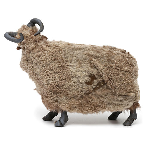 Caprone con lana per presepe napoletano stile '700 di 35 cm 4