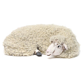 Mouton allongé avec laine pour crèche Naples style 1700 35 cm