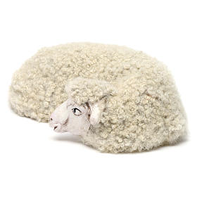 Mouton allongé avec laine pour crèche Naples style 1700 35 cm