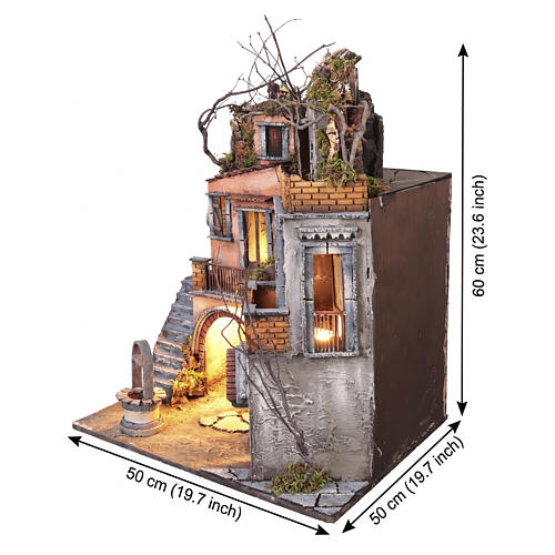 Casolare con pozzo per presepe napoletano 60x50x50 cm 2