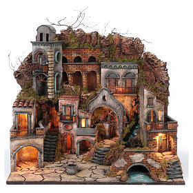Borgo antico con cascata e mulino per presepe 70x80x60 cm stile napoletano 700