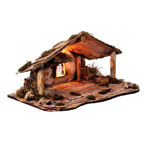 Illuminated stable with window for Neapolitan Nativity Scene 25x50x30 cm 5