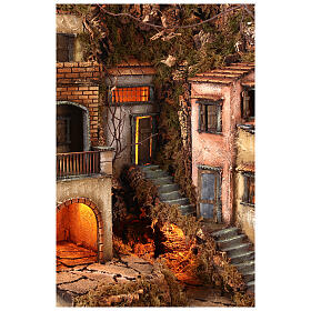 Bourg with balconies and lights for Nativity Scene 65x50x50 cm