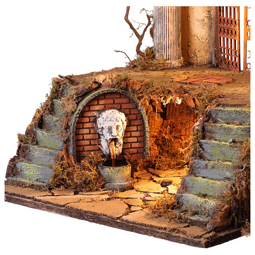 Palast mit Brunnen 70x40x40cm neapolitanische Krippe 2