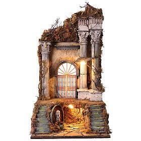 Ambientazione presepe napoletano ingresso palazzo con fontana 70x40x40 cm