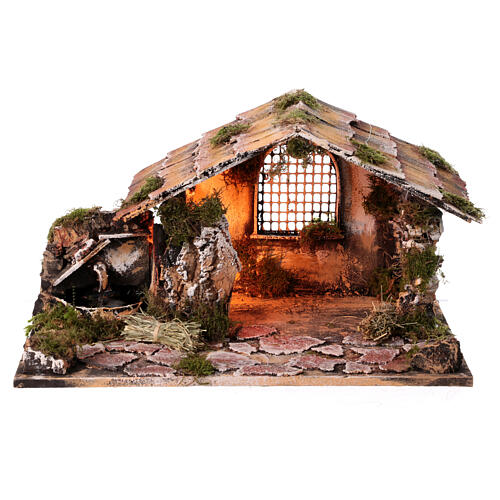 Hut with fountain and light for Neapolitan Nativity Scene 25x45x30 cm 2