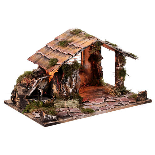 Hut with fountain and light for Neapolitan Nativity Scene 25x45x30 cm 8