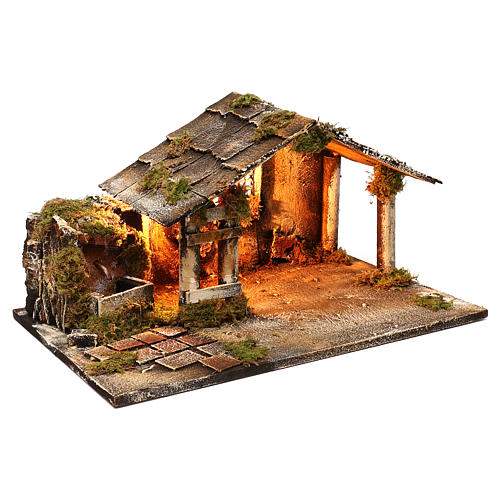 Cabane avec fontaine et lumière pour crèche napolitaine 25x45x30 cm 3