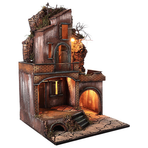Domek z piecem i tarasami do szopki 80x50x50 cm, w stylu neapolitańskim z XVIII wieku 5