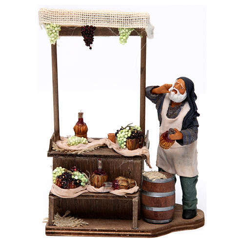 Vendeur de raisin et vin terre cuite pour crèche napolitaine 12 cm 1