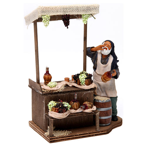 Venditore uva e vino terracotta per presepe Napoletano 12 cm 3
