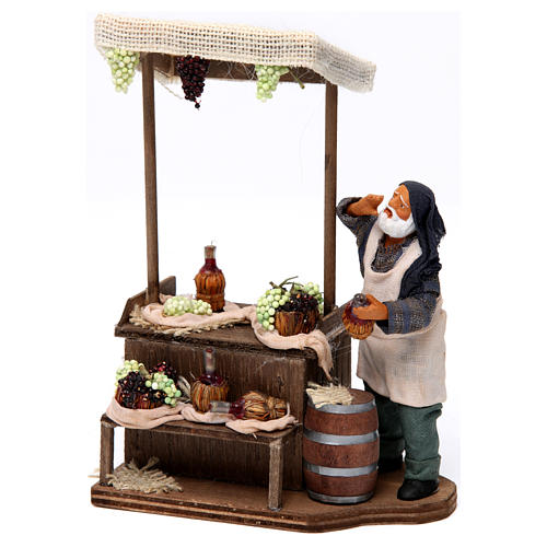 Man with wine and grapes stall Neapolitan nativity figurine 12 cm 2