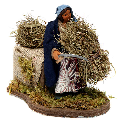 Moving woman with sickle and hay Neapolitan Nativity Scene 12 cm 3