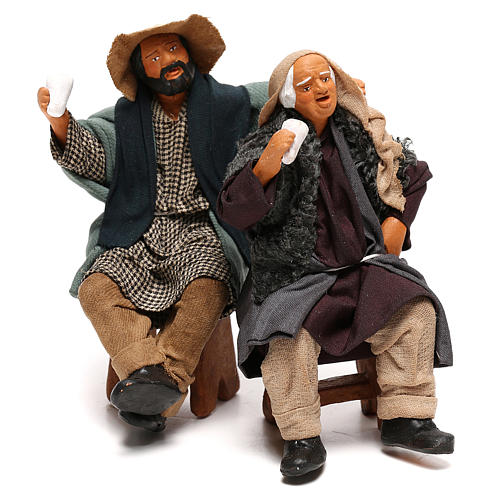 Couple of drunk men on bench Neapolitan Nativity Scene 12 cm 1