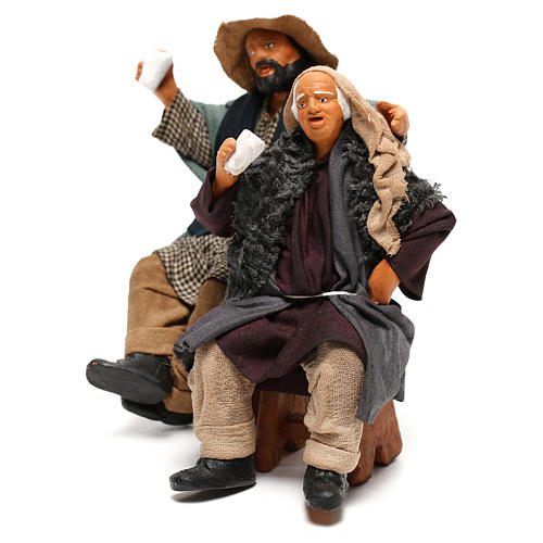 Couple of drunk men on bench Neapolitan Nativity Scene 12 cm 3