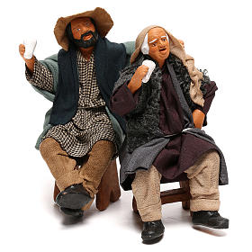 Couple de pochards sur un banc pour crèche de Naples 12 cm