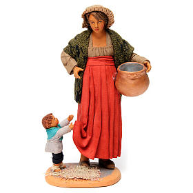 Donna incinta con bambino per presepe napoletano di 30 cm 