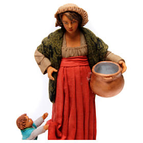 Donna incinta con bambino per presepe napoletano di 30 cm 
