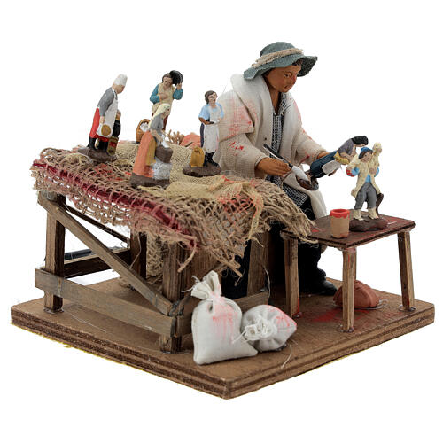 Moving figurine-maker at work for Neapolitan Nativity Scene 12 cm 3