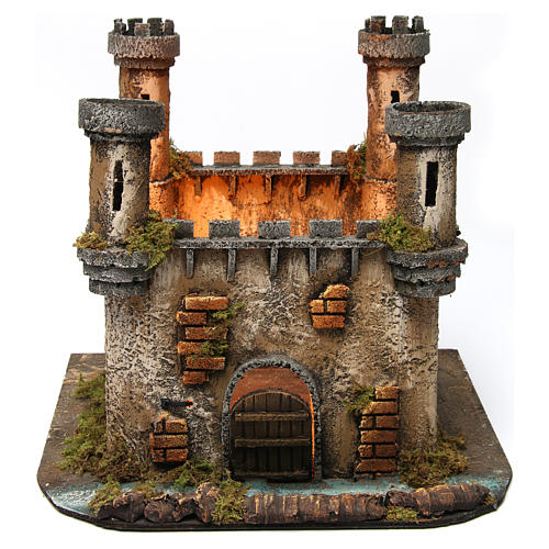 Castle 4 towers with lights for Neapolitan Nativity Scene 25x30x30 cm 1