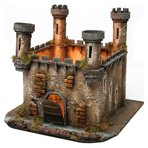 Castle 4 towers with lights for Neapolitan Nativity Scene 25x30x30 cm 2
