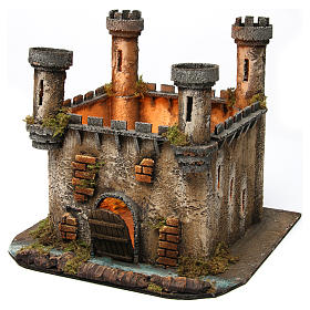 Castello 4 torri con luce per presepe napoletano 25x30x30 cm