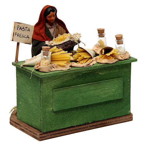 Vendeuse de pâtes avec étal crèche de Naples 12 cm 3