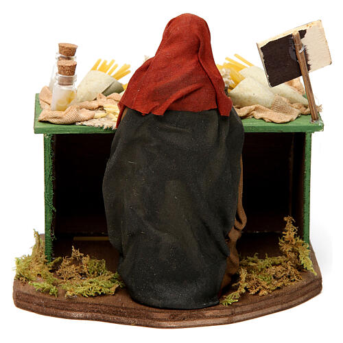 Sprzedawczyni makaronu przy stoisku, szopka z Neapolu, 12cm 4
