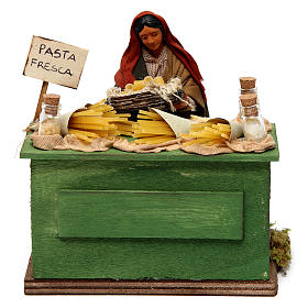 Vendedora de macarrão com banca presépio de Nápoles 12 cm