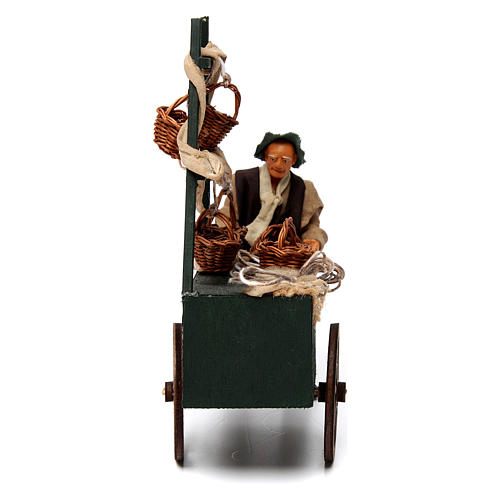 Vendedor de cestas com carrinho presépio de Nápoles 12 cm 1