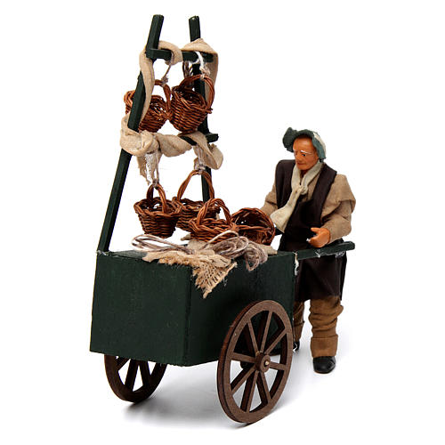 Vendedor de cestas com carrinho presépio de Nápoles 12 cm 2