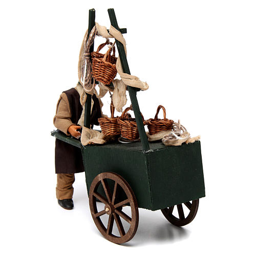 Vendedor de cestas com carrinho presépio de Nápoles 12 cm 3