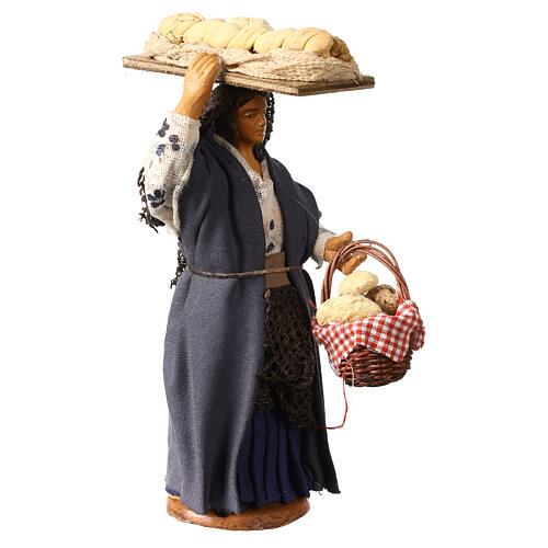 Woman Carrying Bread Neapolitan nativity 12 cm 3