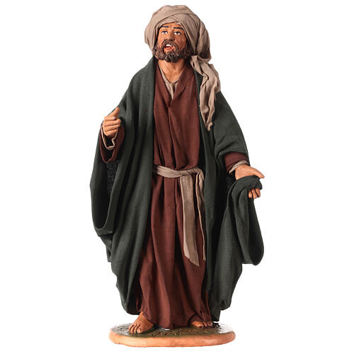 Uomo anziano con mantello per presepe napoletano 30 cm 1