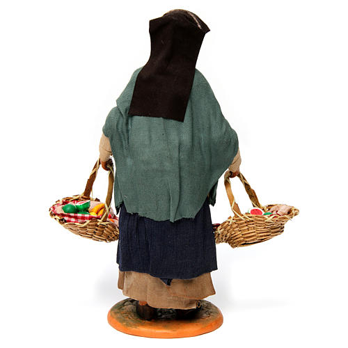Mulher com cestas de fruta para presépio napolitano com peças de 30 cm de altura média 4