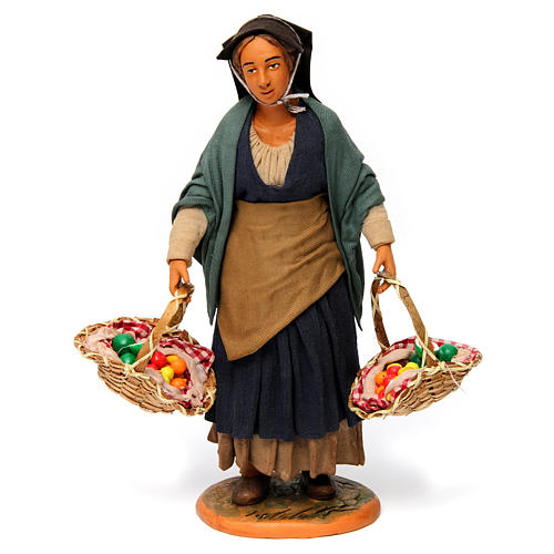 Woman with Fruit Baskets for Neapolitan nativity 30 cm 1