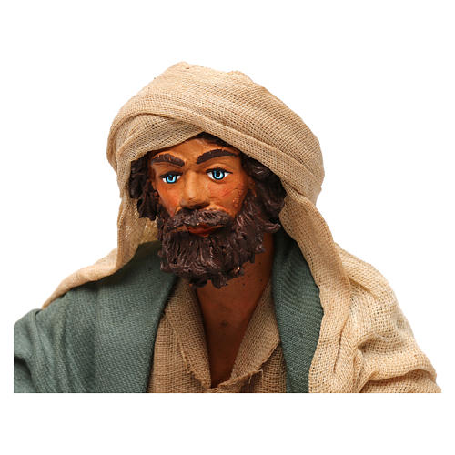 Uomo seduto con pollaio 24 cm presepe napoletano 2
