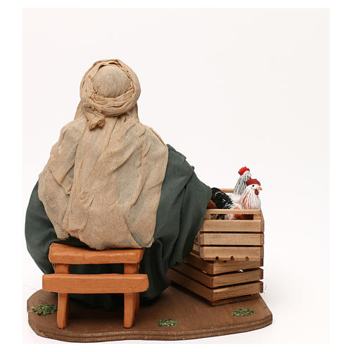 Uomo seduto con pollaio 24 cm presepe napoletano 5