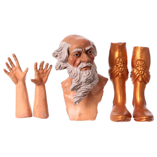 Körperteile-Set aus Terrakotta, Heiliger König mit weißem Bart, für 35 cm Krippe 1