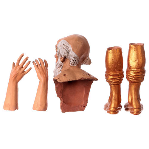 Körperteile-Set aus Terrakotta, Heiliger König mit weißem Bart, für 35 cm Krippe 6