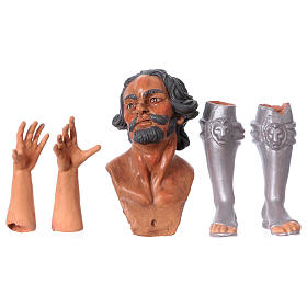 Körperteile-Set aus Terrakotta, Heiliger König, kniend, für 35 cm Krippe