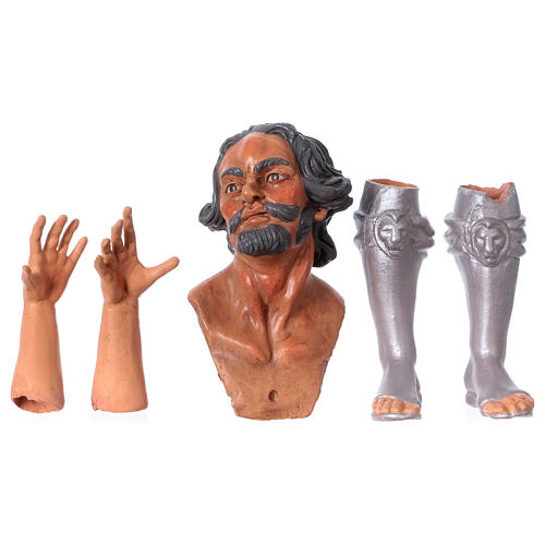Körperteile-Set aus Terrakotta, Heiliger König, kniend, für 35 cm Krippe 1