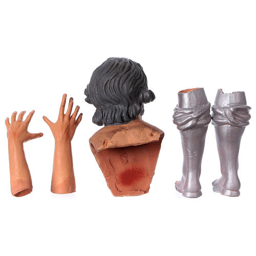 Körperteile-Set aus Terrakotta, Heiliger König, kniend, für 35 cm Krippe 6