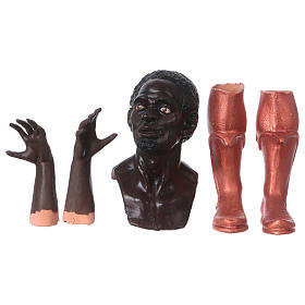 Körperteile-Set aus Terrakotta, Heiliger König mit dunklem Bart, für 35 cm Krippe