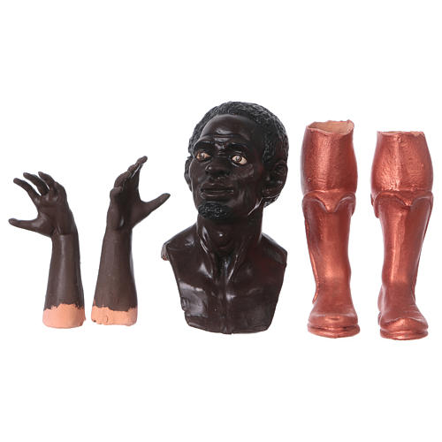 Körperteile-Set aus Terrakotta, Heiliger König mit dunklem Bart, für 35 cm Krippe 1