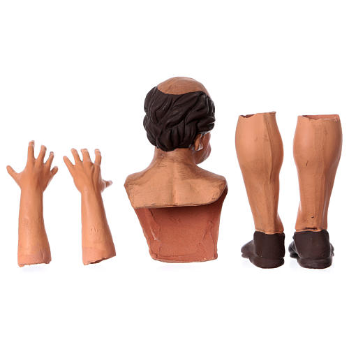 Mãos cabeça pés terracota Flautista para presépio com figuras de 35 cm altura média 6
